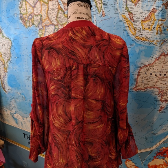 VTG NWT Flouncy Fall Blouse w Button - Picture 3 of 8